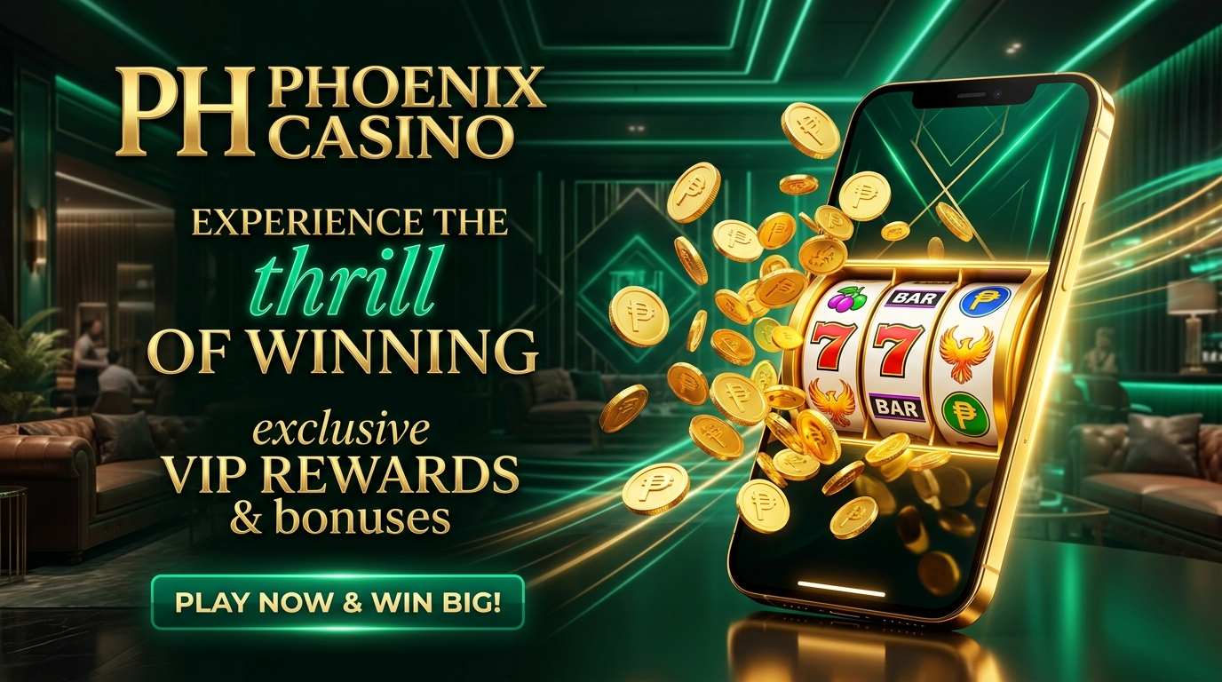 Smartphone displaying spinning golden slot reels with Philippine Peso coins bursting out on Ace58
